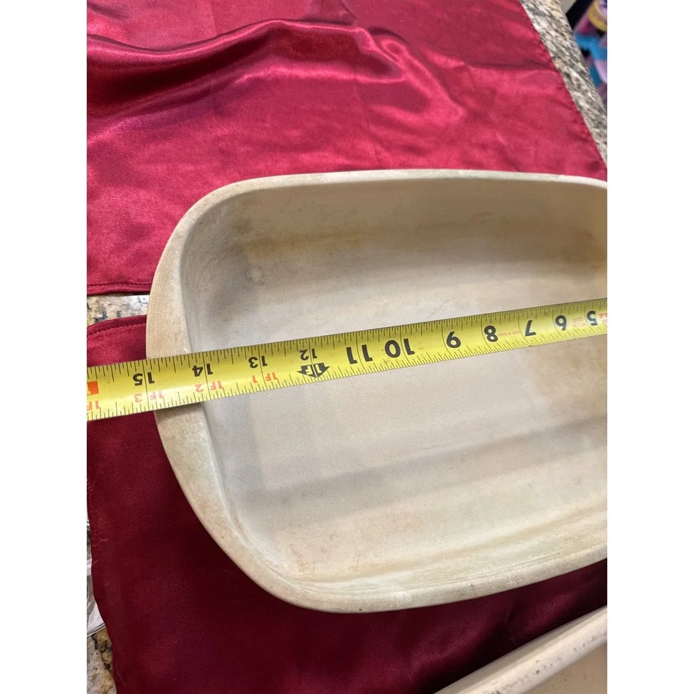 Pampered Chef Stoneware Set Rectangular Baker 0913 and Loaf Pan 076 USA Made